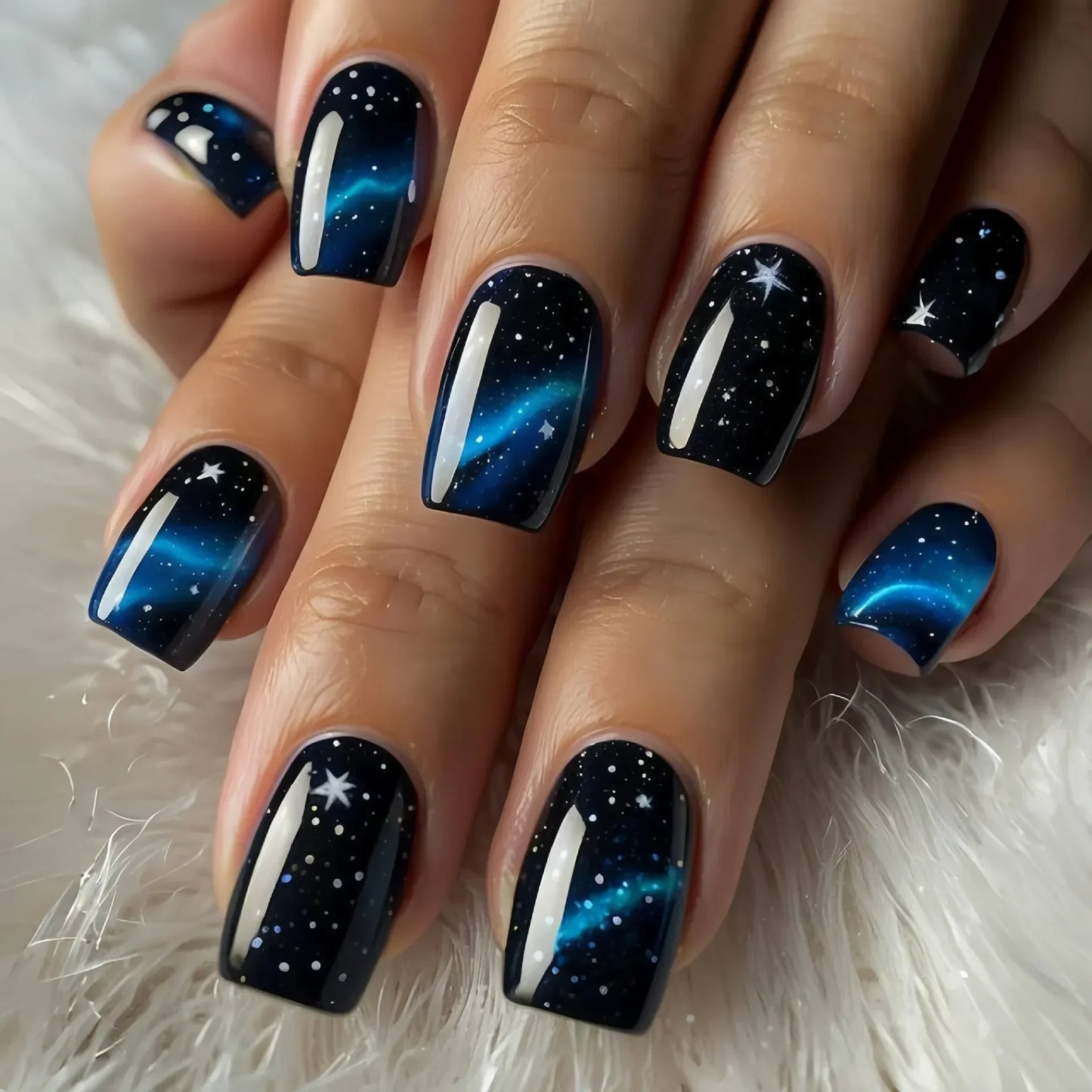 24Pcs Ladder-shaped Ballet False Nails with Glue Stripe Floral Nail Art Ombre French Press on Acrylic Nail Tips for Spice Girls