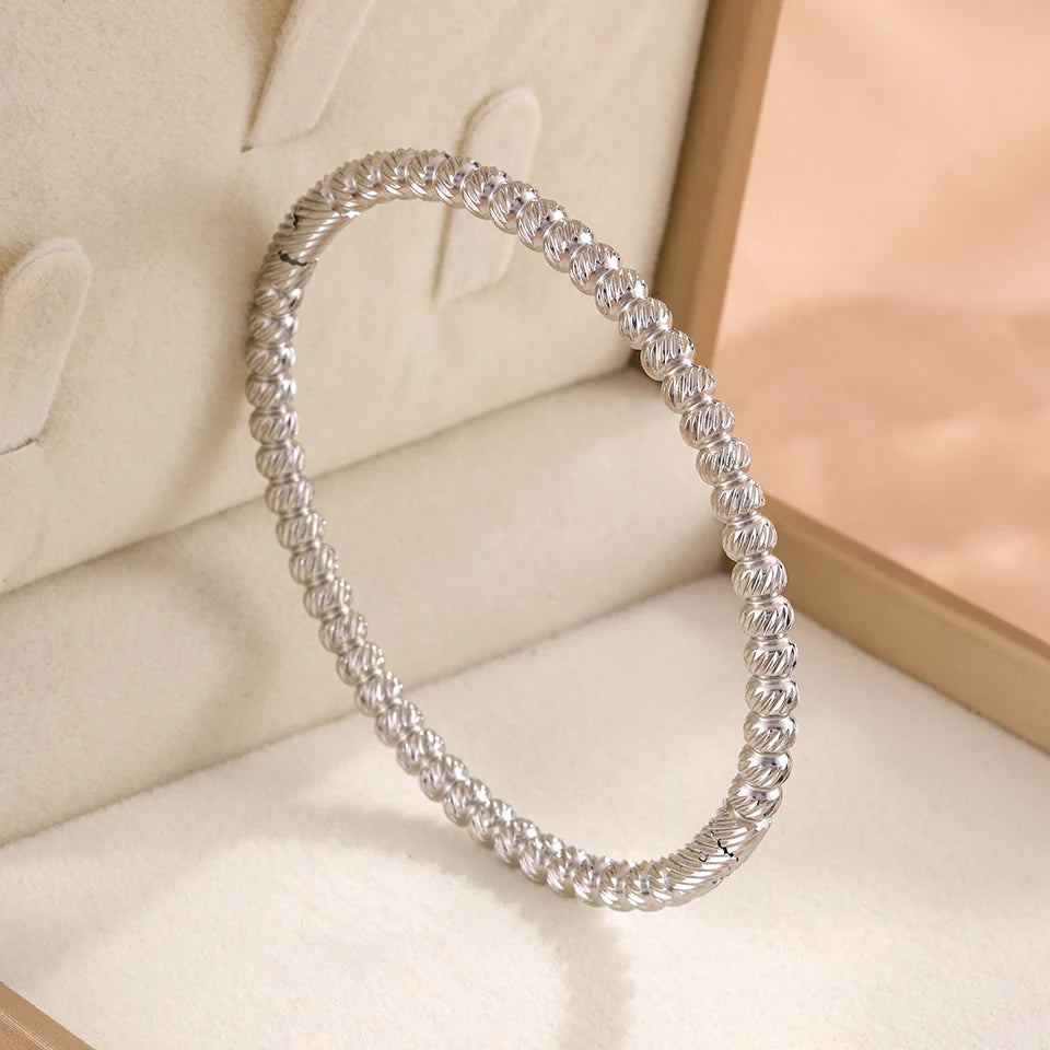 ZAKOL Stainless Steel Round Zircon Inlaid Bracelet Bangles for Women Three Colors Couple Holiday Gift Bracelet Party Daily Jewel