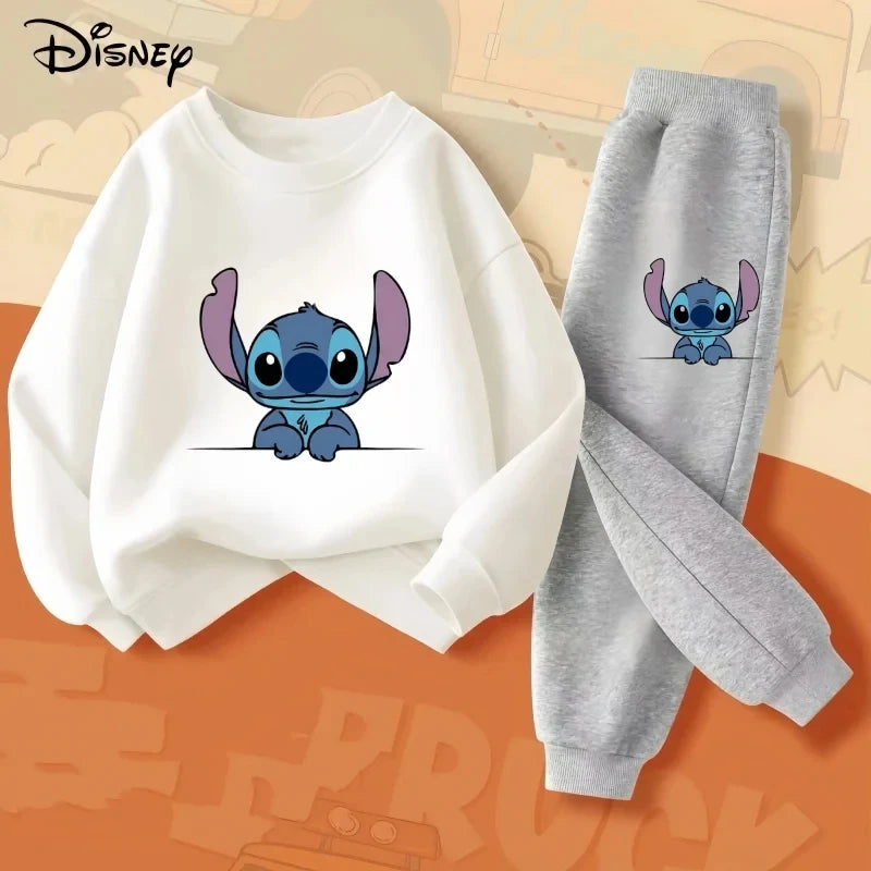 Spring Baby Girl Boy Clothes Set Children Disney Stitch Cartoon Print Sweatshirt