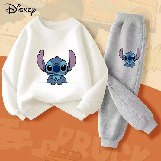 Spring Baby Girl Boy Clothes Set Children Disney Stitch Cartoon Print Sweatshirt
