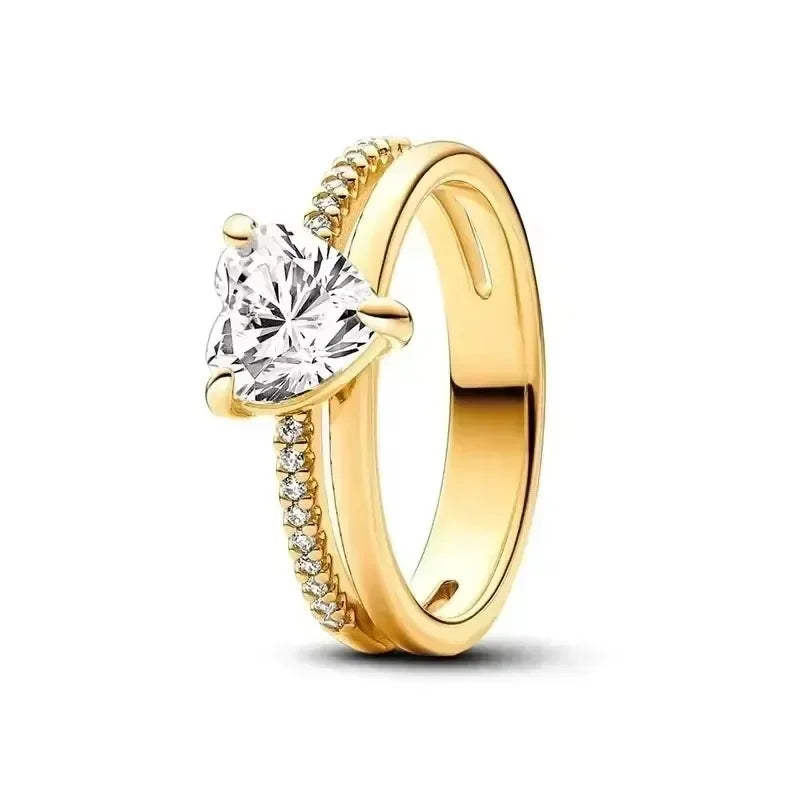 925 Sterling Silver Gold-Plated Heart Crown Ring - 2026