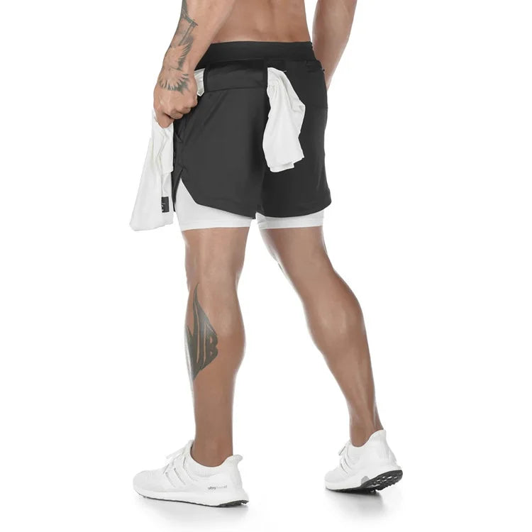 Men Running Shorts Camo Gym Sports Shorts 2 in 1 Quick Dry Workout Fitness Training Jogging Short Summer with Pocket Men Shorts