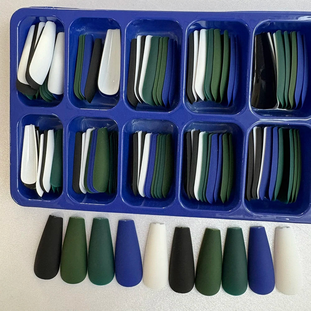 120Pcs Long Coffin False Nails Mixed Color Press On Nails Acrylic Manicure Extension Artificial Square Full Cover Fake Nail Tips