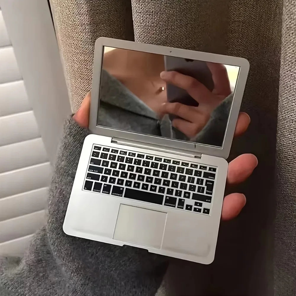 مرآة كمبيوتر صغيرة محمولة ومبتكرة قابلة للطي على شكل حاسوب محمول لعمل المكياج مرآة جيب عالية الجودة مرايا تجميل وعناية بالبشرة
