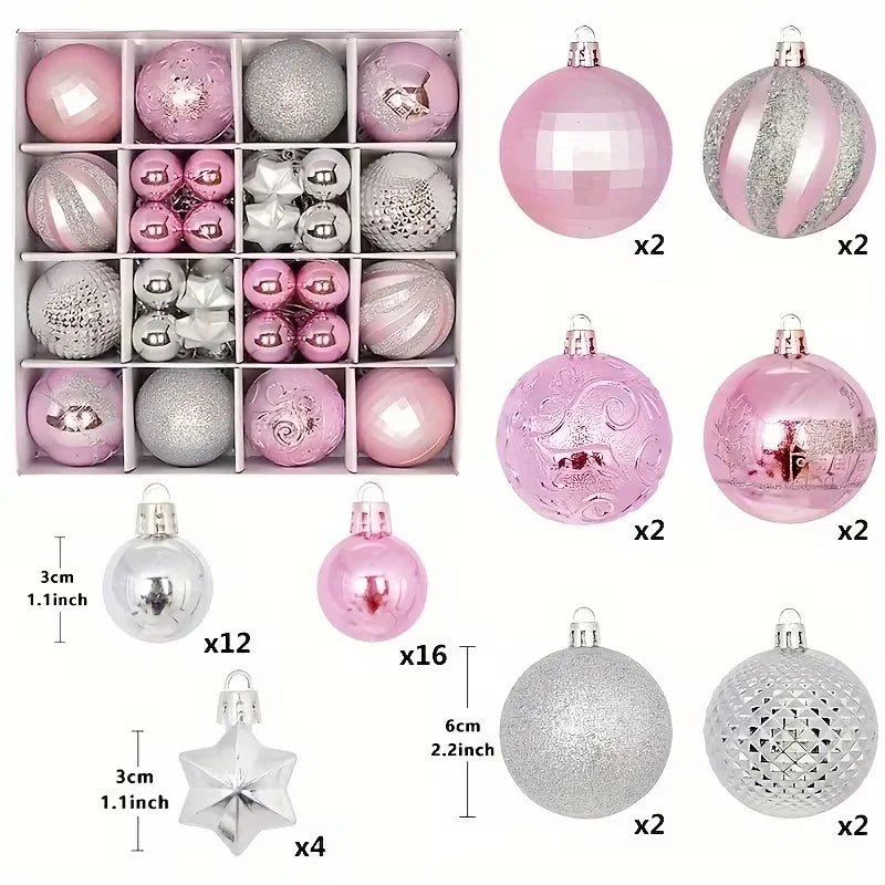 44Pcs 3/6CM Christmas Ball Merry Christmas Tree Topper Decoration for Home Decor Holiday New Year 2026 Navidad Gifts Supplies