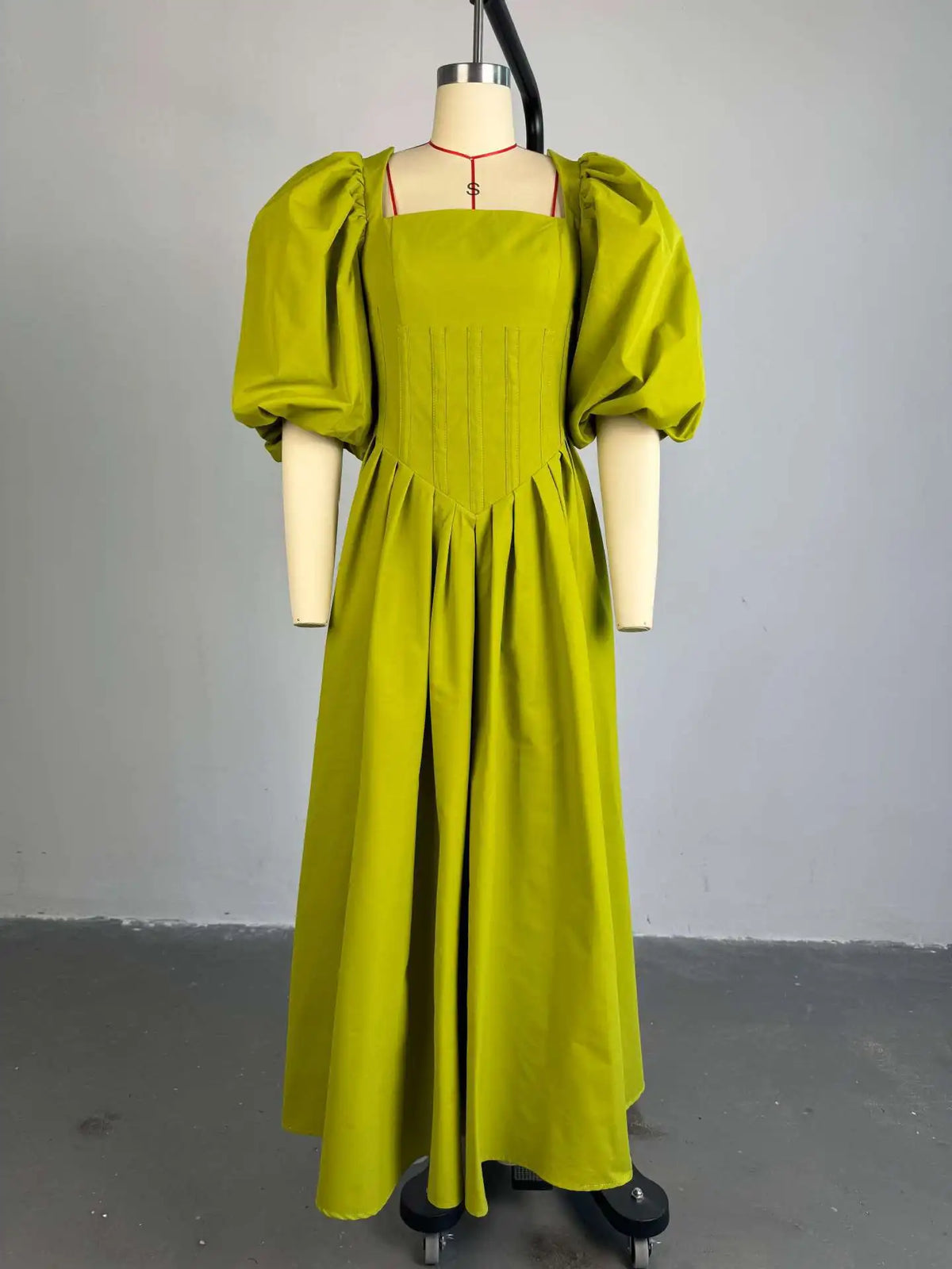 BKLD Elegant Square Collar Lantern Sleeve Solid Color Sexy A-Line Long Dresses Spring Women Club Outfits Birthday Party Vacation