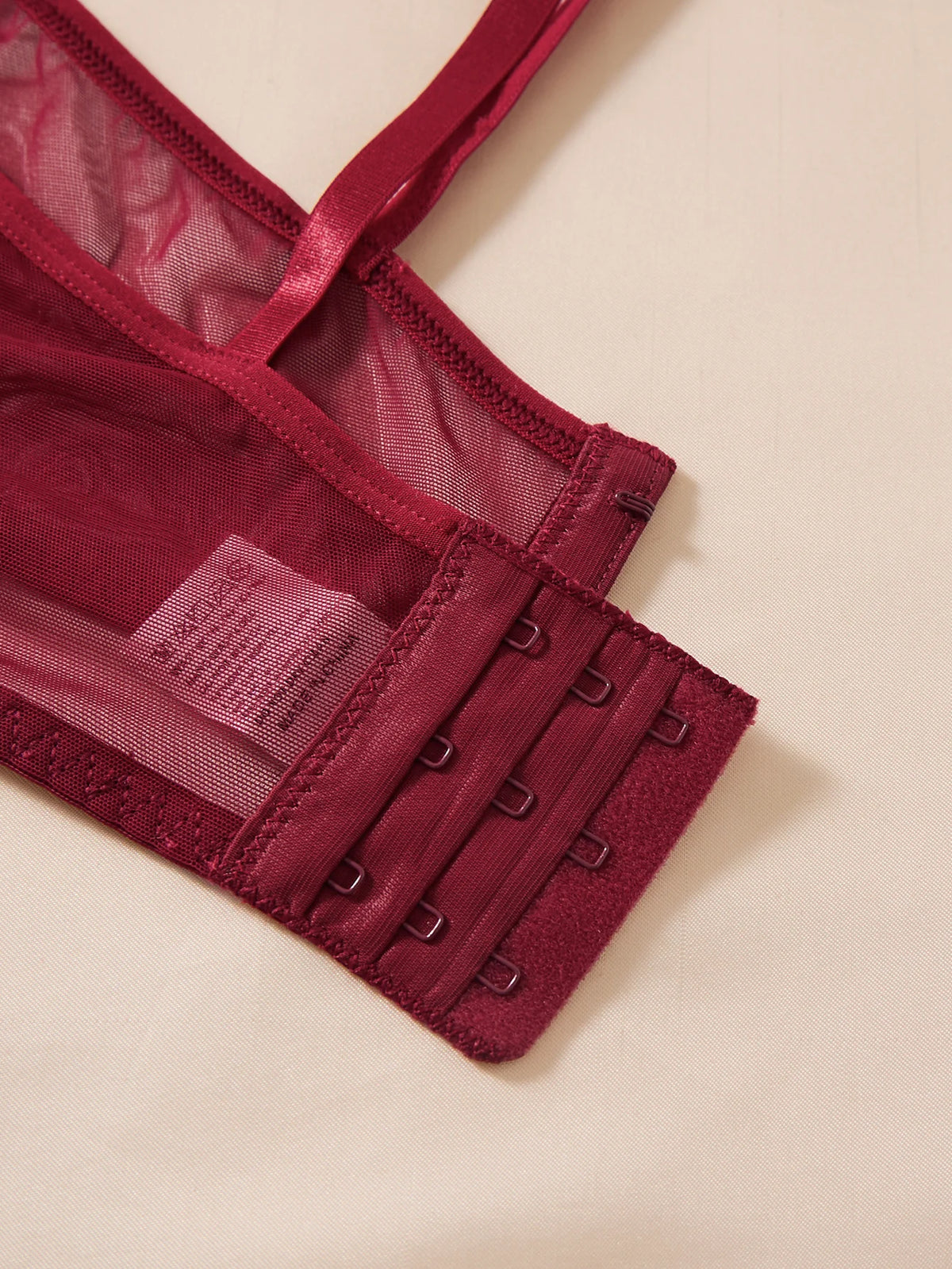 Red Wine Color Heart Embroidery Bra Set with Ornament Valentine's Day Gift Top Choice Lingerie Underwear for Women