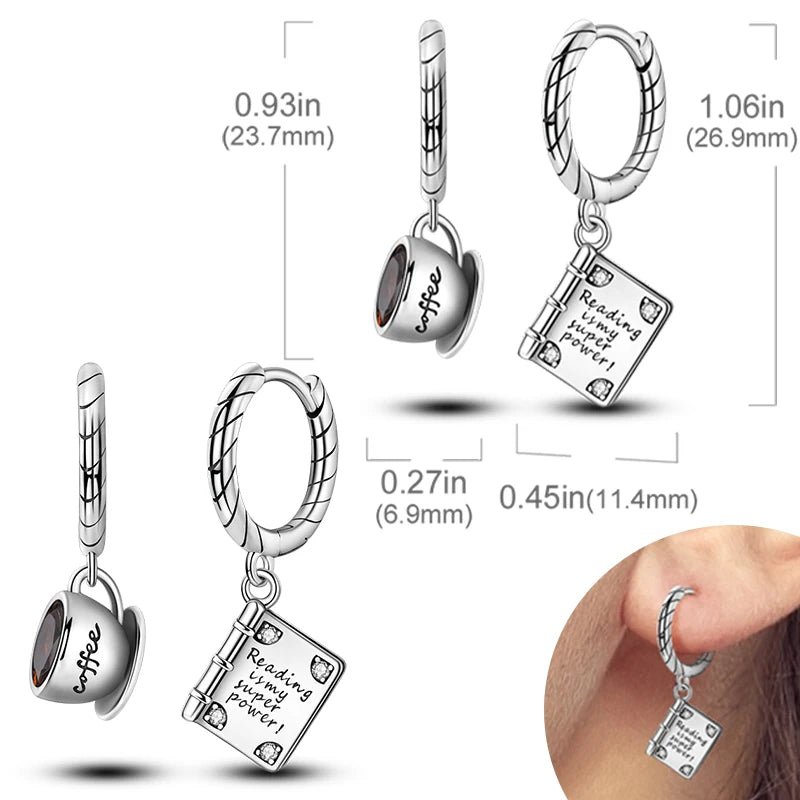 925 Sterling Silver Hoop Earrings with Zircon