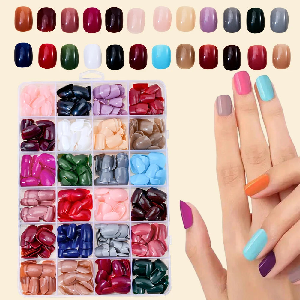 576pcs/box Frosted Colorful Long Coffin Fake Nails Acrylic Square Full Cover False Nails for Women DIY Press On Nails Extension