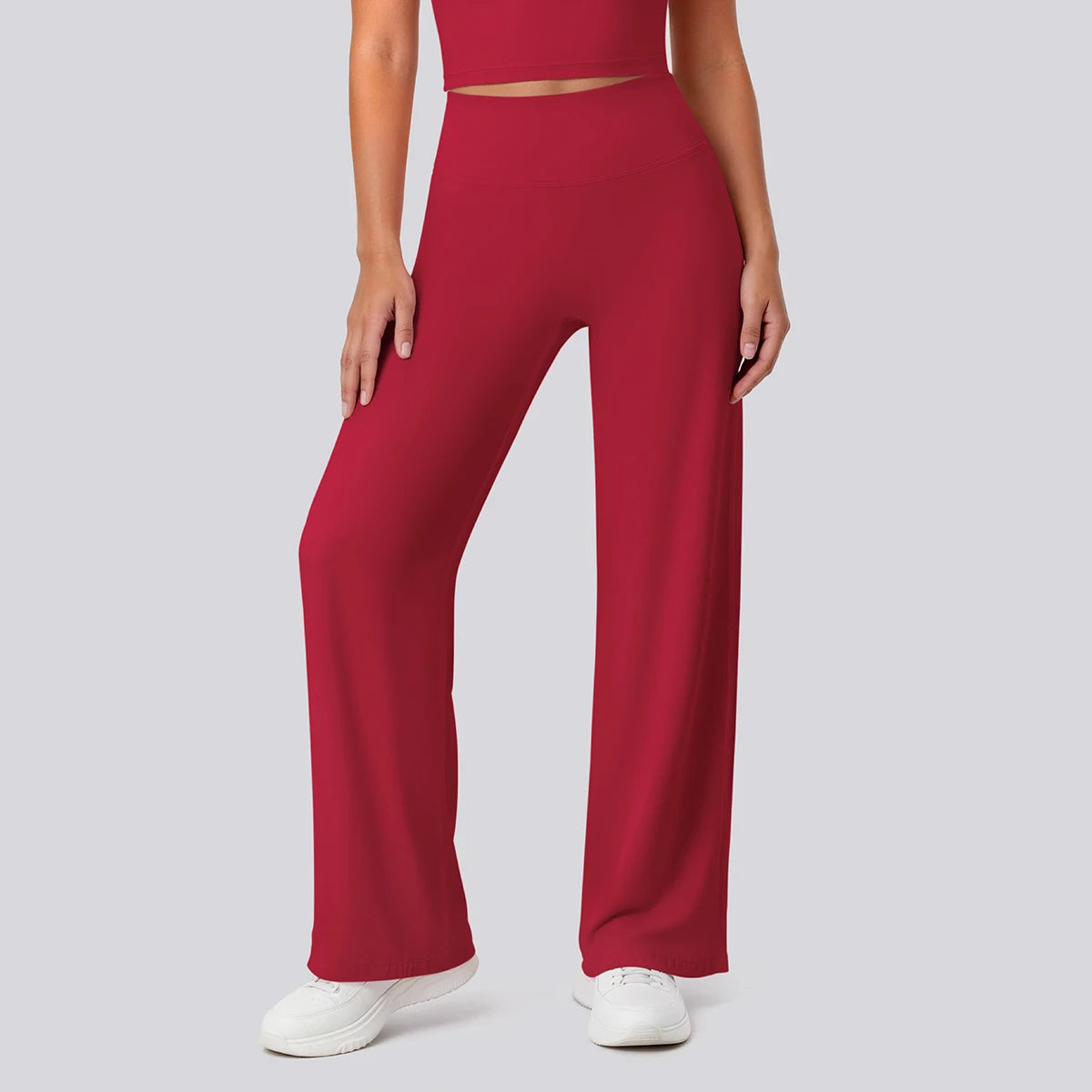 Rooftrellen Women's Sports Pants Bell-bottoms High Waisted Gym Loose Wide Leg Pants Solid Color Thin Fitness Sports Female Pants