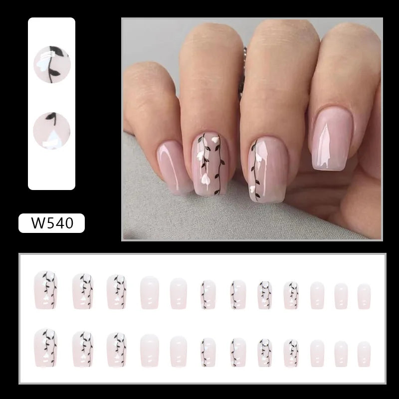 Leopard Print Pink Gradient Press-On Nails – 24PCS
