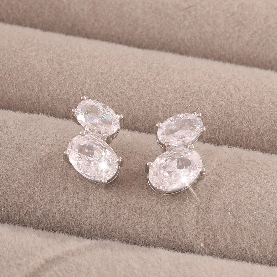 ZAKOL Cute Waterdrop-shaped Zircon Inlaid Stud Earring Sparkling Crystal CZ Silver Color Copper Jewelry Birthday Gift for Women
