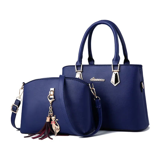 Trendy Large Capacity Women's Handbag Fashionable Mother-Child Shoulder Bag Simple Design Polyester Lining Soft PU Material