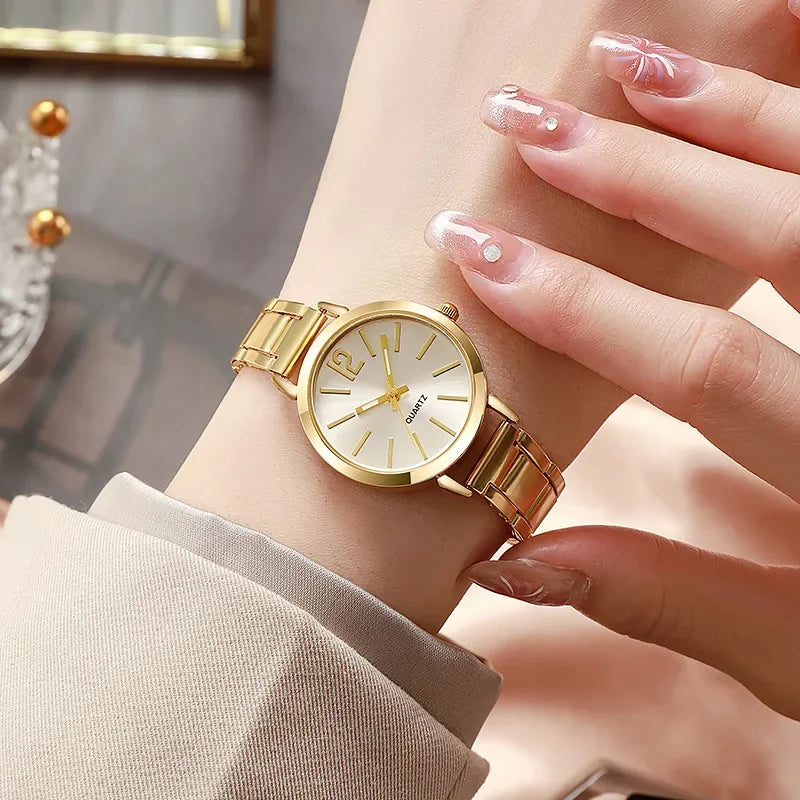 Watch Luxury Women Simple Dial Hollow Strap Fashion Gold Bracelet Quartz Wristwatch Student Ladies Watches Reloj Mujer