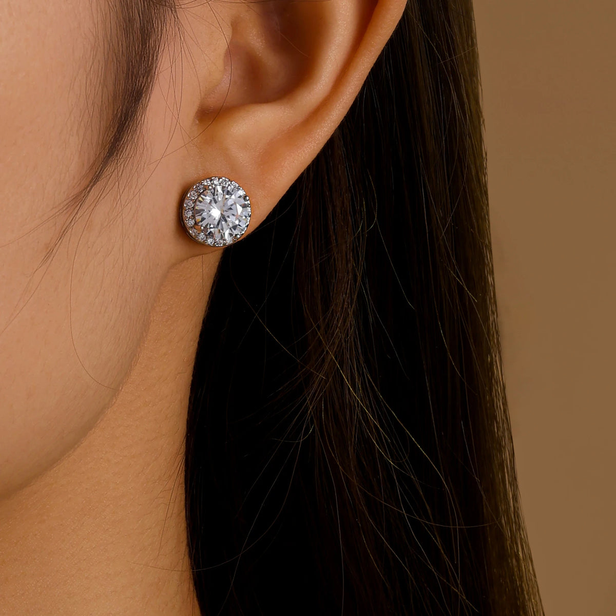 ZAKOL 1 Pair Shiny Cubic Zirconia Stud Earrings Round Square Crystal Zircon Simple Ear Accessories for Women men