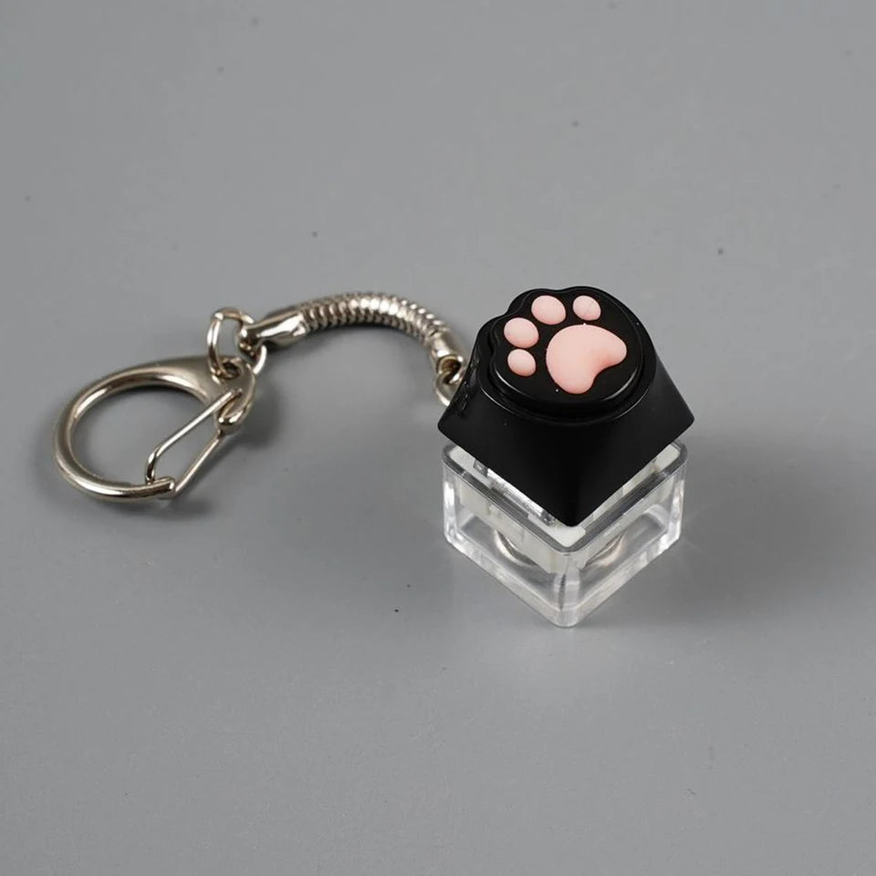 ZAKOL 1/4 Key Silicone Cat Paw Keyboard Keychain LED Light - Stress Anxiety Relief Fidget Toy Creative Backpack Charm Pendant