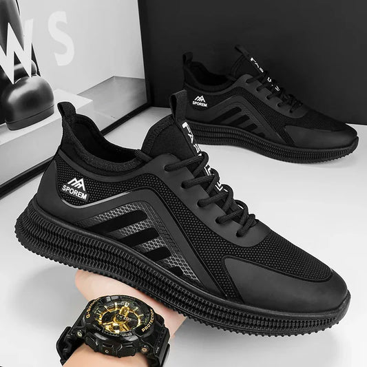 DUTRIEUX Men’s Casual Sneakers – PU Lace-Up Rubber Sole Shoes (C101-AB02)