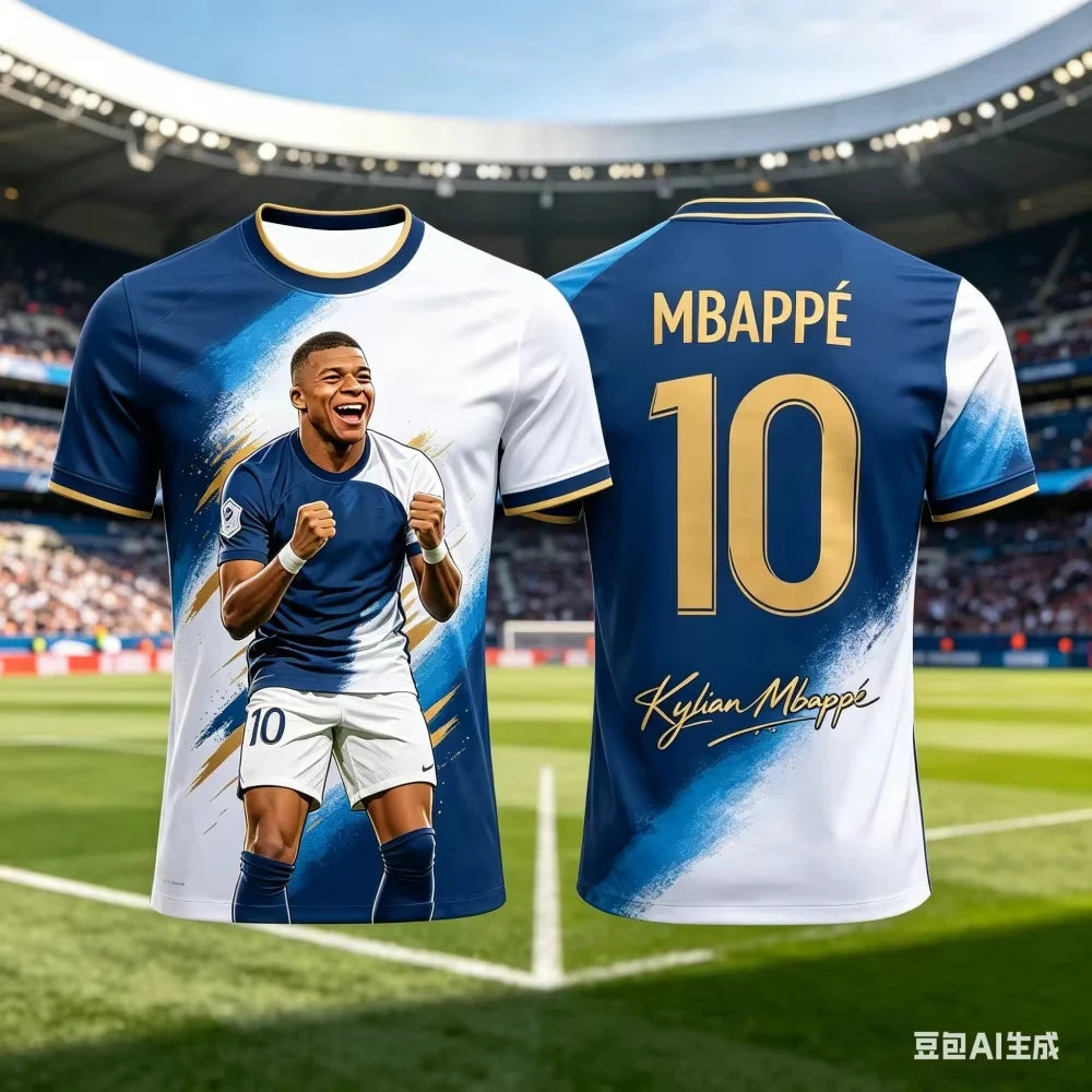 Mbapp 3D Printed Soccer T Shirt Family Set for Adults Kids Quick Dry for Outdoor Sports Fitness Training Daily Casual