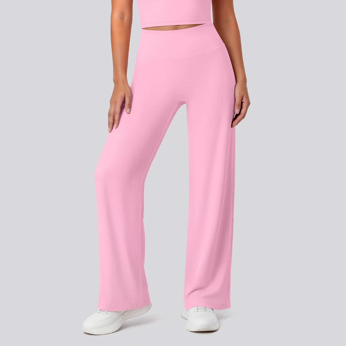 Rooftrellen Women's Sports Pants Bell-bottoms High Waisted Gym Loose Wide Leg Pants Solid Color Thin Fitness Sports Female Pants