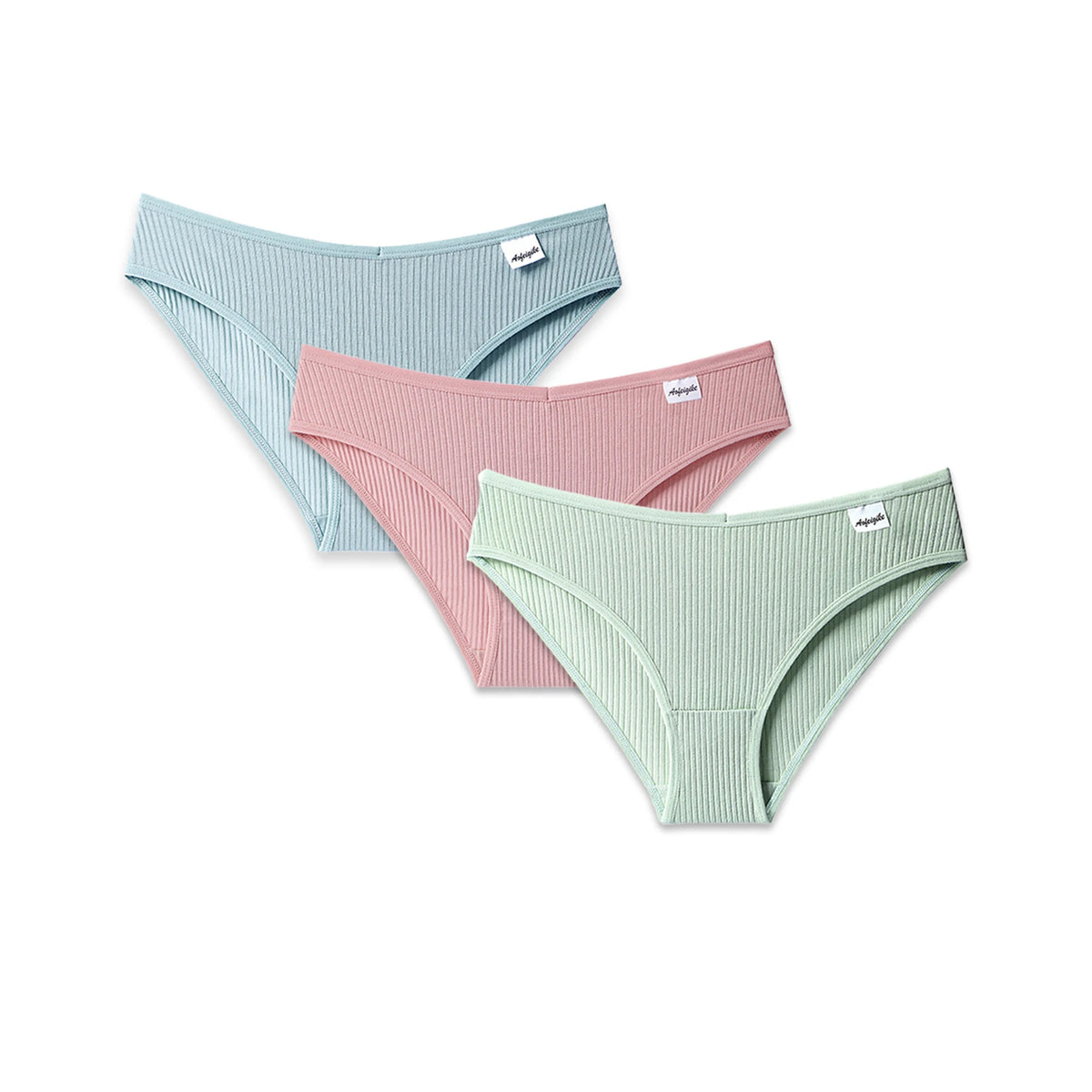 3PCS Women Cotton Panties Underwear Fresh Style Solid Color Striped Underpants Girls Comfortable Breathable Briefs Lingerie