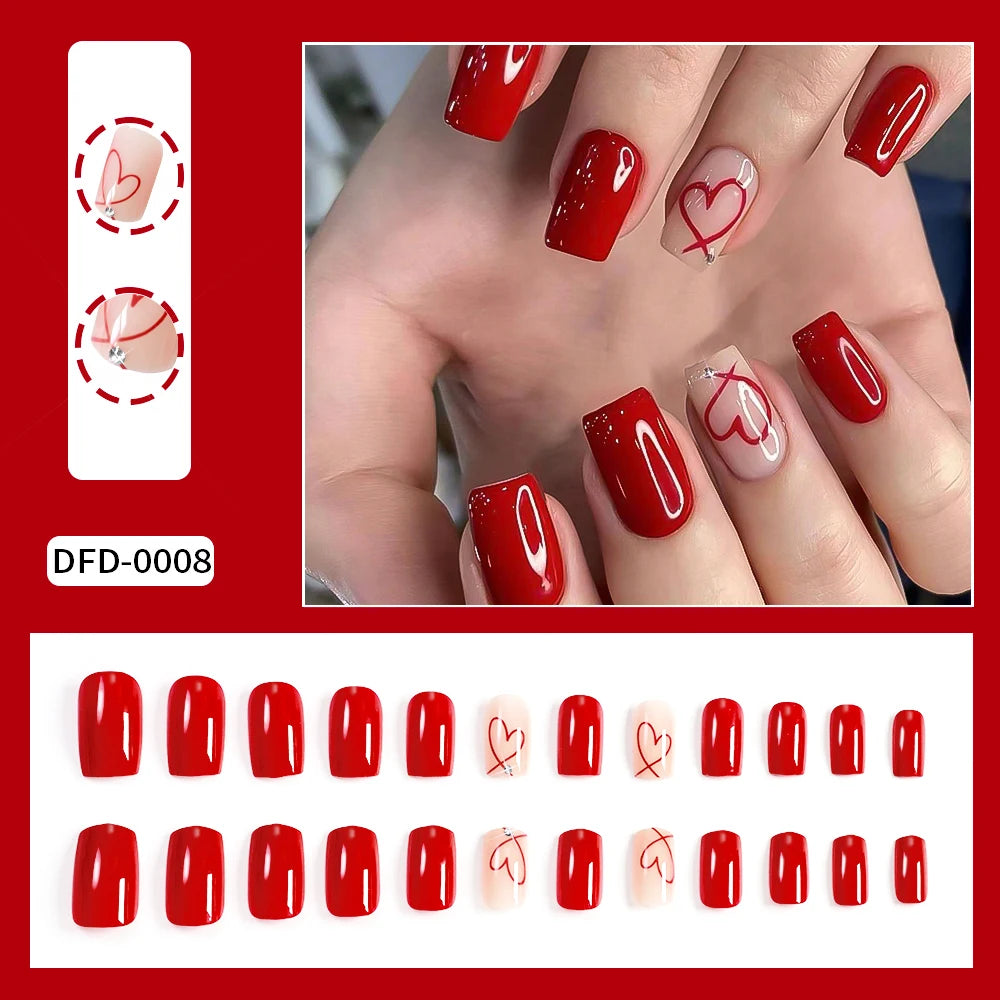 24Pcs White French Press On Nails 3D Bow Design Full Cover Wearable False Nails Short Square Head Ballet Fake Nails For Women