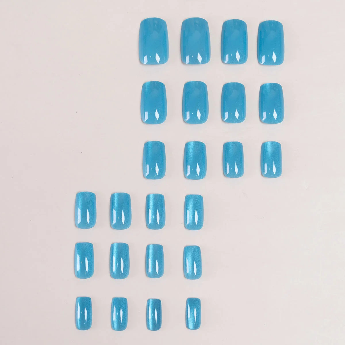 24pcs Glossy Cat's Eye Wearable Press On Nails Full Cover Nude Color Short Ballet False Nails Women Square Fake Nail Tips