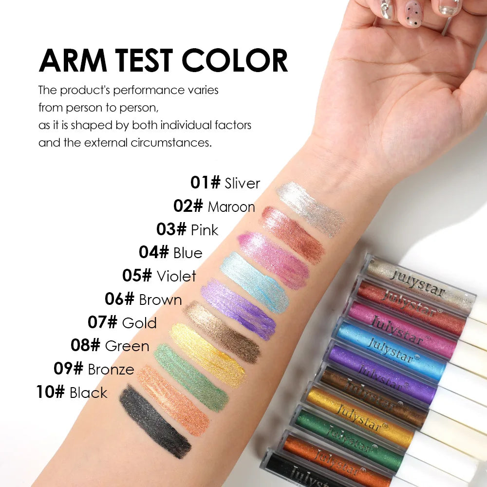 Waterproof Liquid Eyeshadow Metallic Gold Eye Shadow Stick Lasting Pearlescent 10 Colors Smoky Black Glitter Eye Highlighter Pen