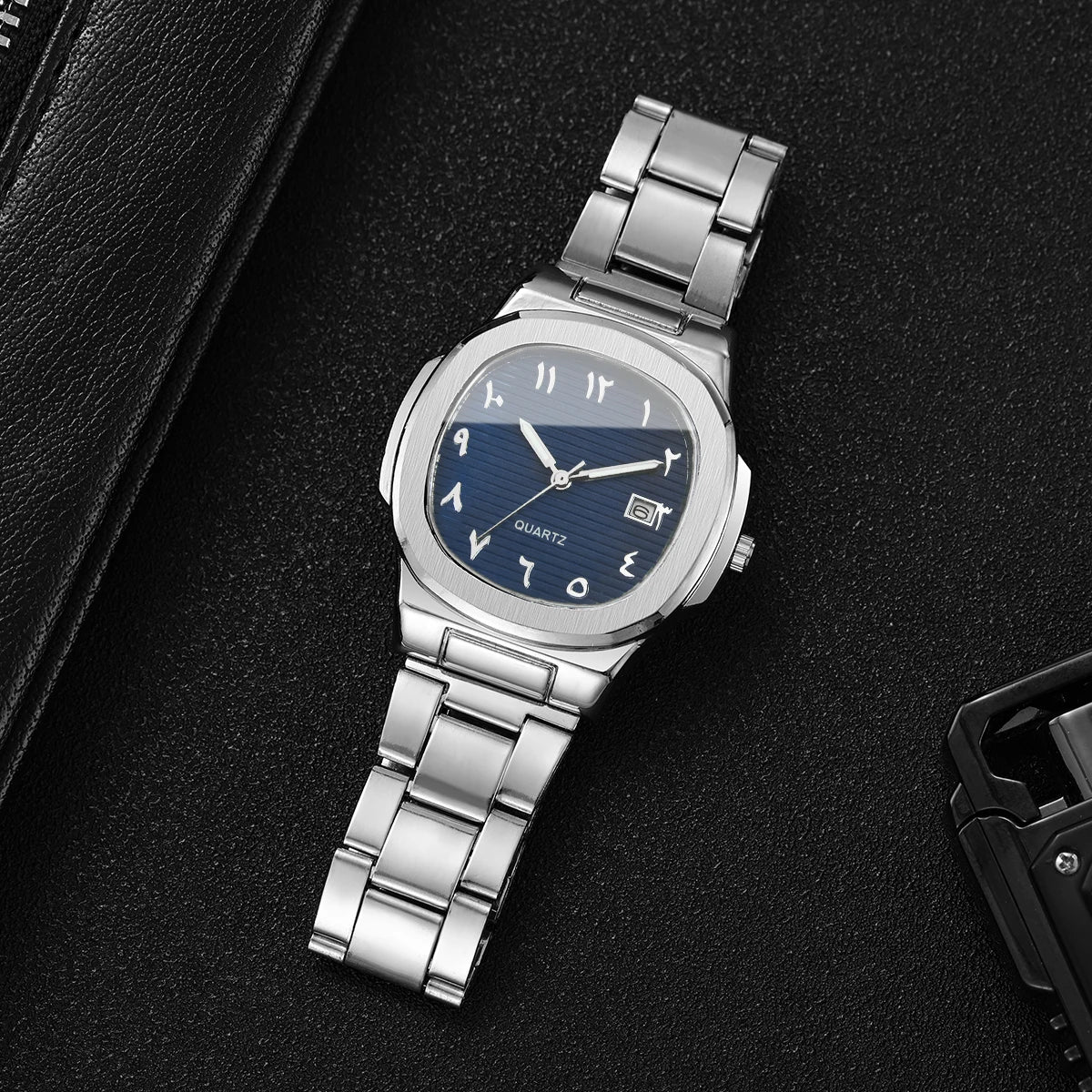 1/2/4 قطع ساعات رجالية فاخرة للأعمال، ساعة يد كوارتز عصرية بمينا مربع للرجال مع تقويم، ساعة رجالية (بدون علبة)