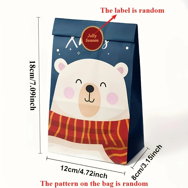 12pcs Christmas Candy Bag, Candy Gift Bag, Holiday Accessory Storage Bag, New Year'S Gift Packaging Bag, Paper Bag