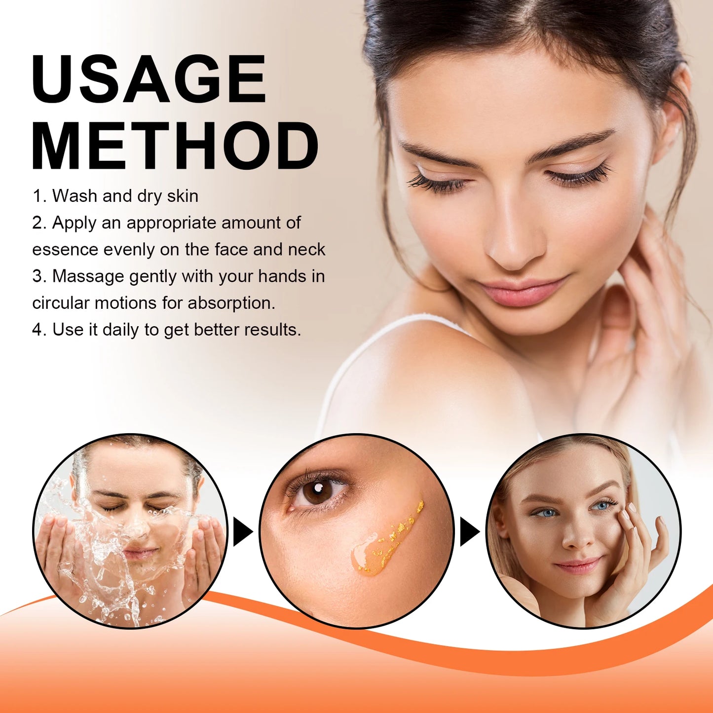 24K Gold Peptide Facial Essence Hydrating Wrinkle Tightening & Firming Youth Revitalizing Face Serum Brightening Anti Aging