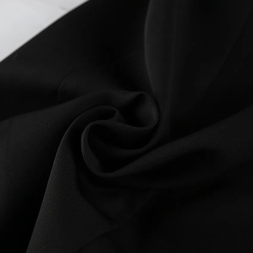 BKLD Hepburn Style Black A-Line Short Dresses Fashion Women's Clothing New V-Neck Puff Sleeve Single-Breasted Party Dress