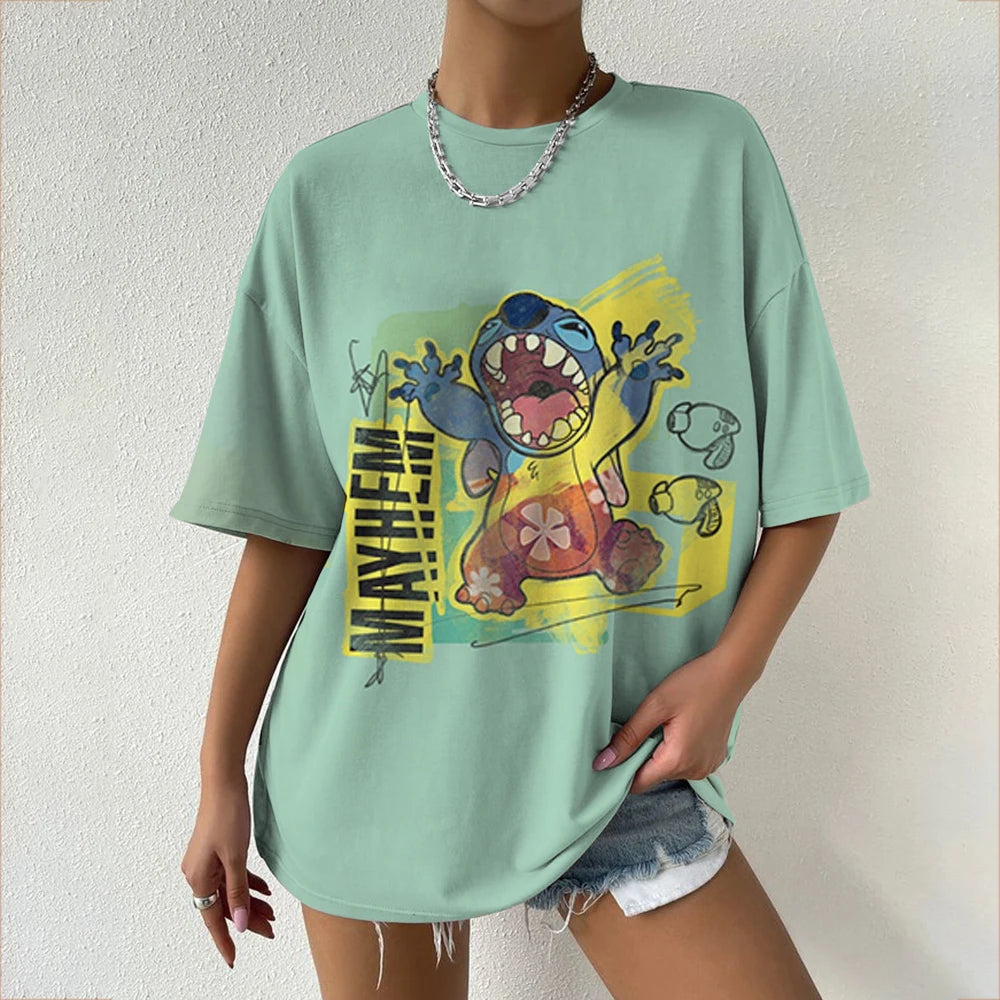 Stitch Oversized Cartoon T-Shirt – Casual Street Style