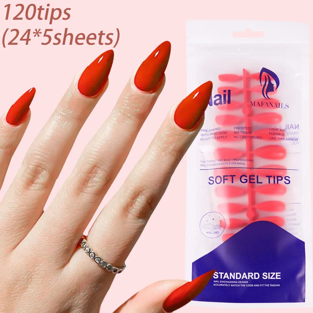 120Pcs Medium French Almond Press On Nails أظافر لاصقة فرنسية لوزية متوسطة – 120 قطعة