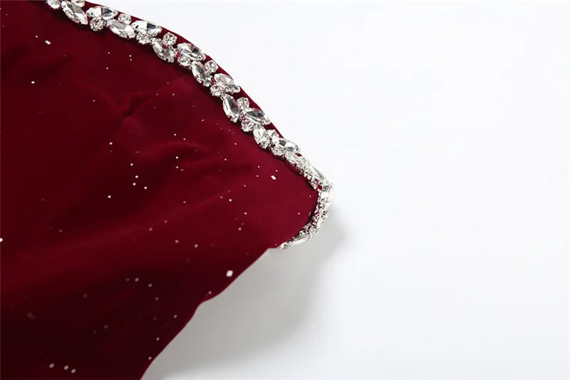 BKLD 2026 Winter New Women Clothing Elegant Fashion Strapless Sequin Diamonds Patchwork A-Line Puffy Dress Party Clubwear