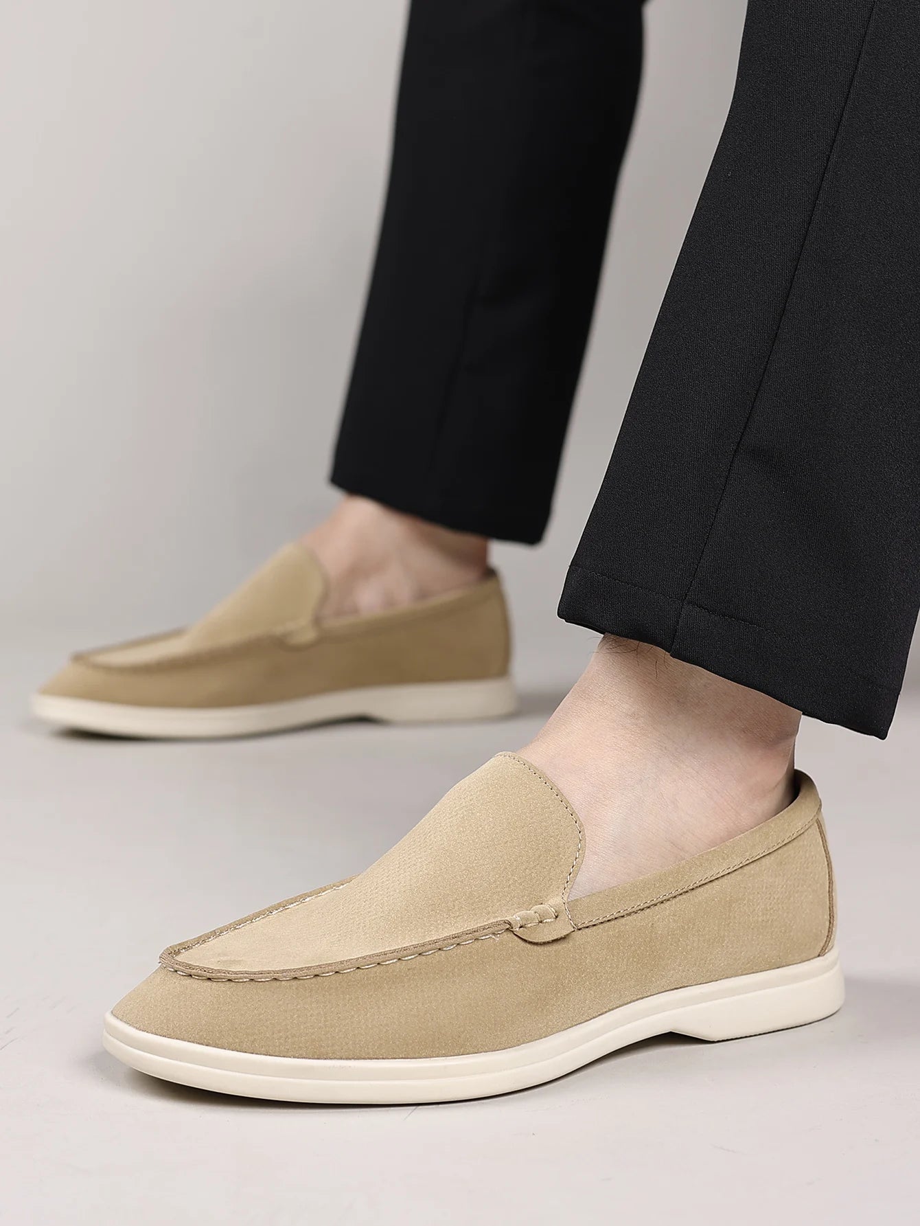 Men’s Leather Loafers 3205 – Square Toe Slip-On Casual Shoes