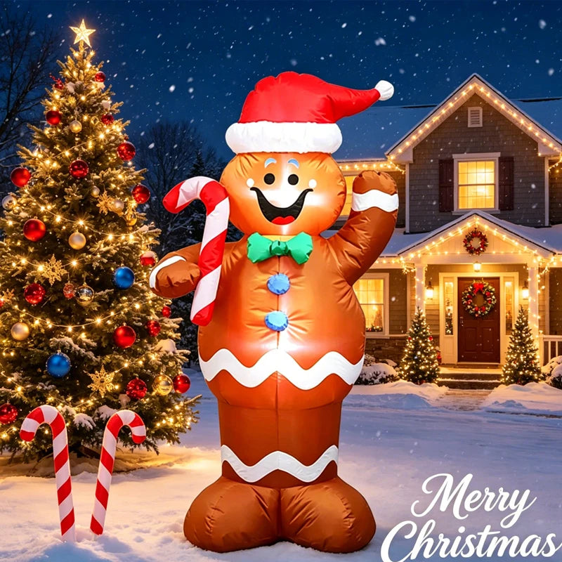 180CM Christmas Inflatable Wall-Climbing Elderly Figure Seated Gift Hat Christmas Tree Decoration Outdoor Garden Ornament