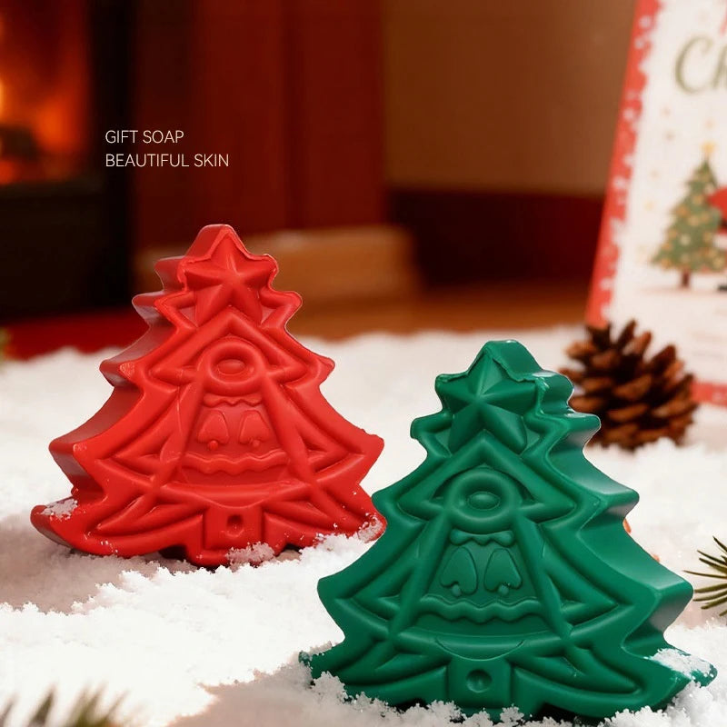 Christmas Tree Shaped Handmade Essential Oil Soap 30g Natural Avocado Extract Facial And Body Cleansing Bath Soap Christmas Gift