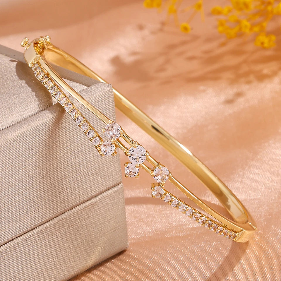 ZAKOL 5/1pcs Buling Buling Zirconia Stainless Steel Copper Stackable Bracelets Fashion Trendy Wrist Jewelry for Women