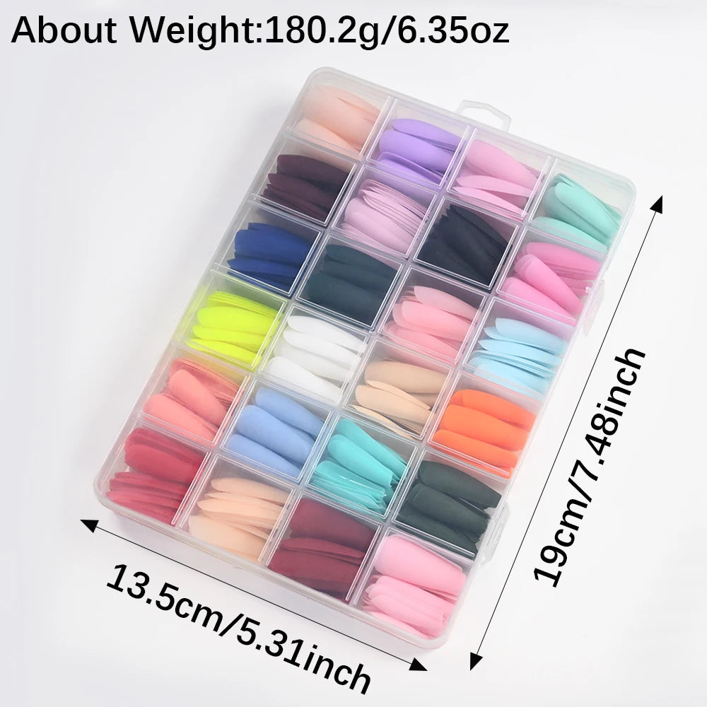 576pcs/box Frosted Colorful Long Coffin Fake Nails Acrylic Square Full Cover False Nails for Women DIY Press On Nails Extension