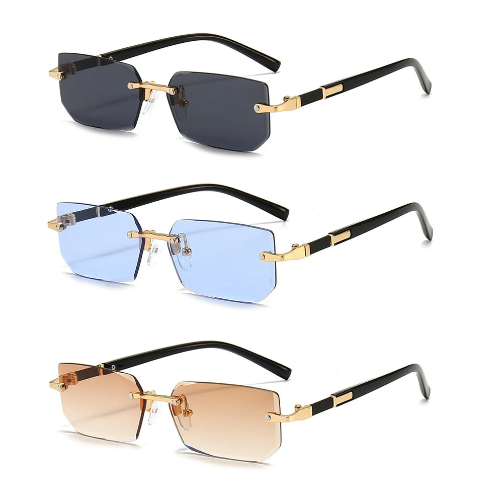 Rimless Rectangle Fashion Sunglasses نظارات شمسية مستطيلة بدون إطار