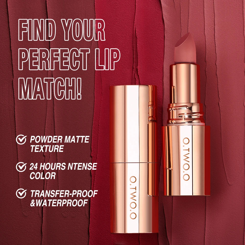 O.TWO.O Matte Lipstick Lip Tint 14 Colors Waterproof Long Lasting Non-transfer Smooth Highly Pigmented Velvet Lip Sticks Makeup