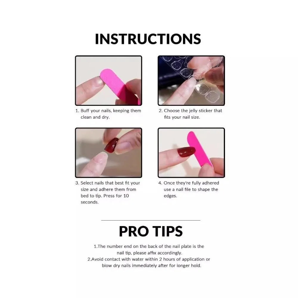 24pcs Gifts Reusable Nail Kit Full Cover Fake Nails Nail Glue Short Square Press On Nails Nail File Nails Stikers Nail Art