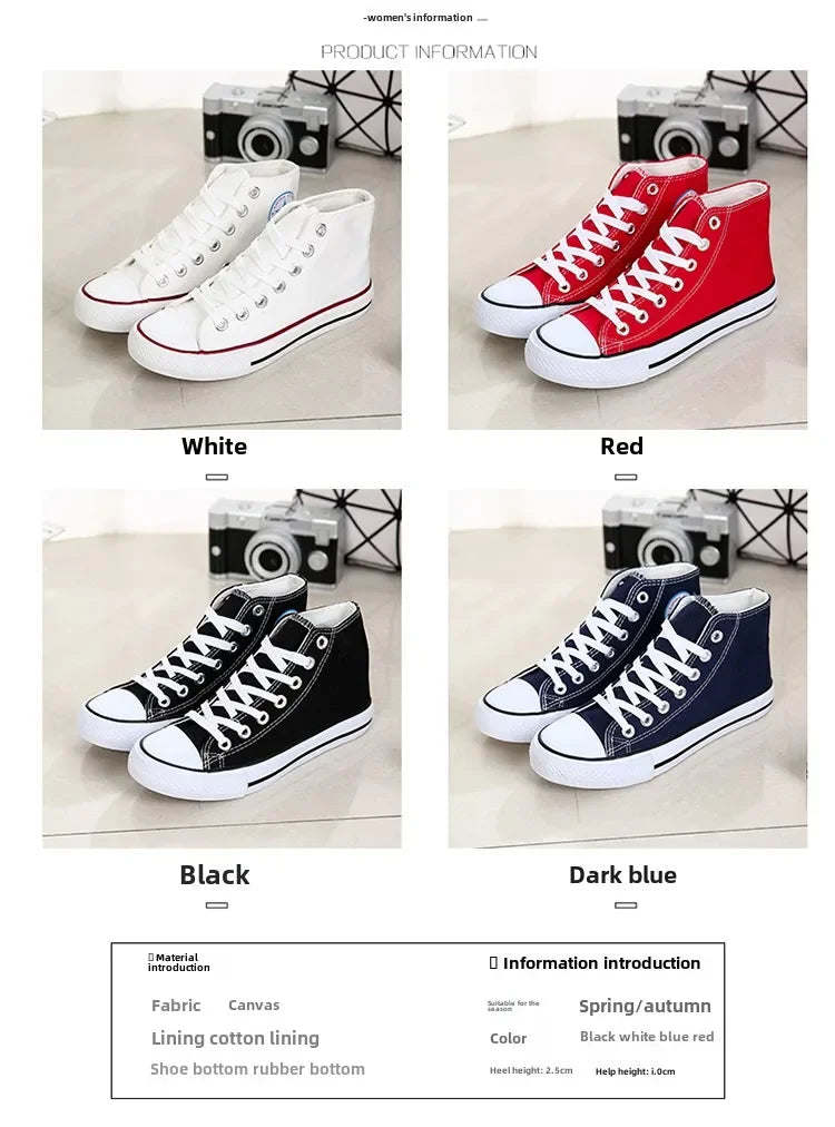 Men’s High-Top Canvas Sneakers – Lace-Up Flat Sole Shoes (A18-B6638)