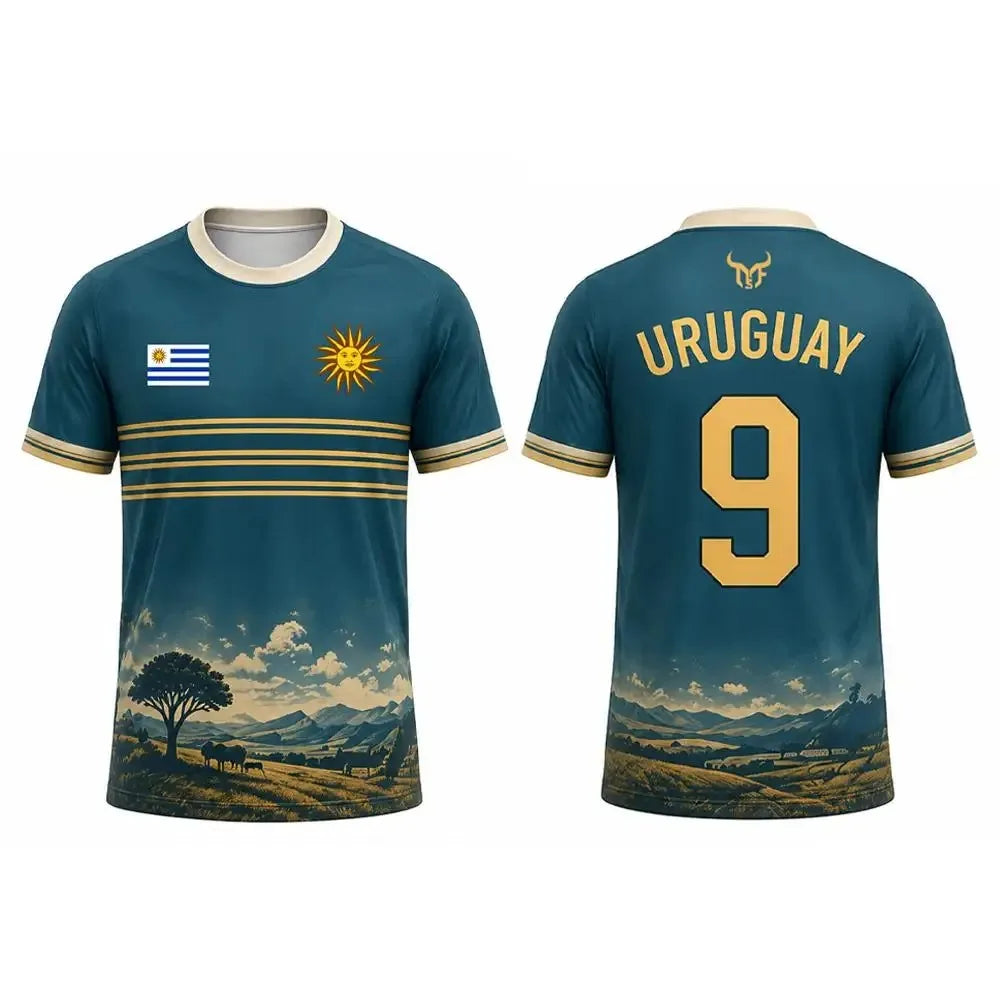 Uruguay Flag Pattern Soccer T Shirt 3D Printed Breathable Quick Dry Family Style for Kids Adults Outdoor Training Sports Fitness