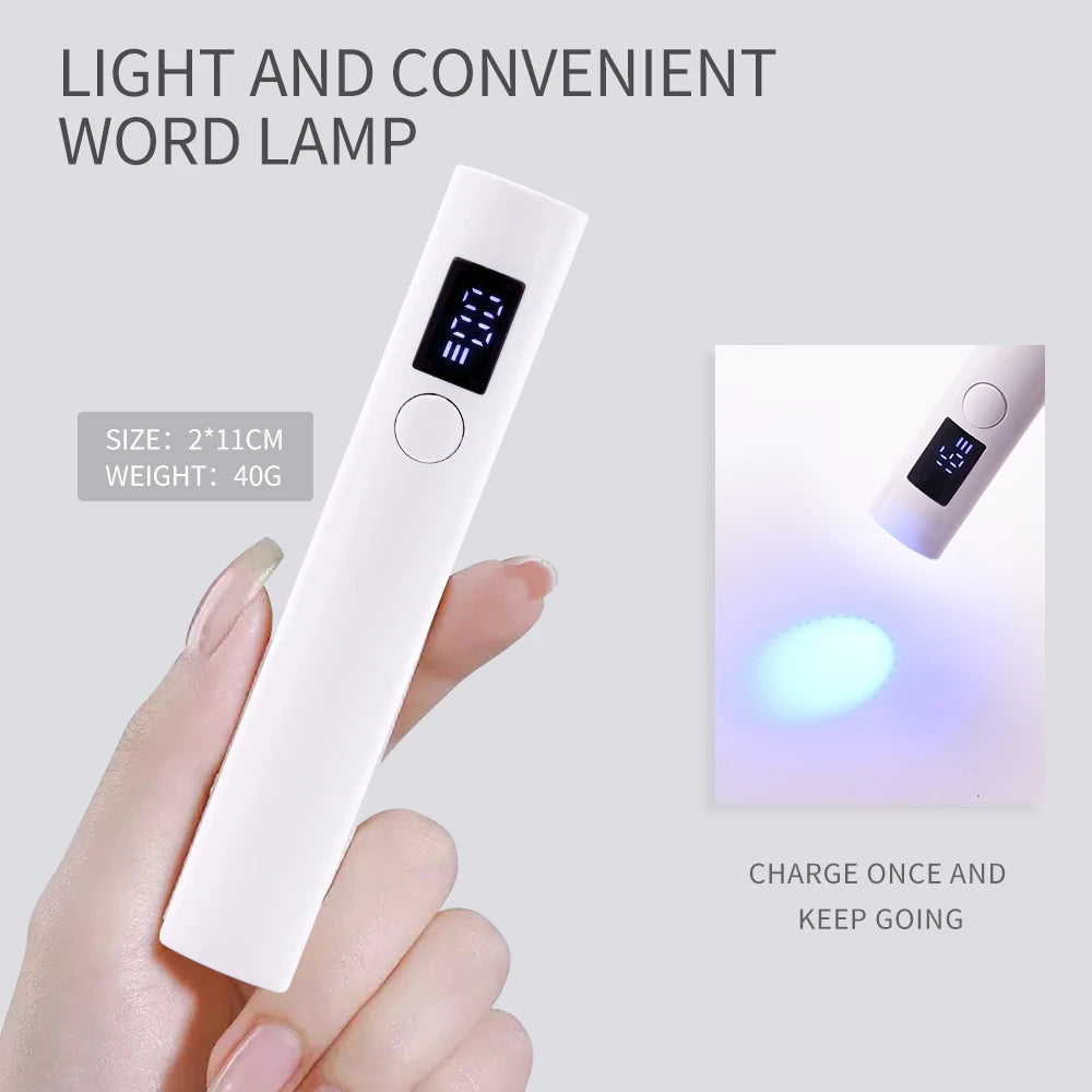 White UV LED Nail Lamp Machine Handheld Quick Drying Varnish Gel Polish Curing Nails Dryer USB Cable Nail Art Flashlight Pen