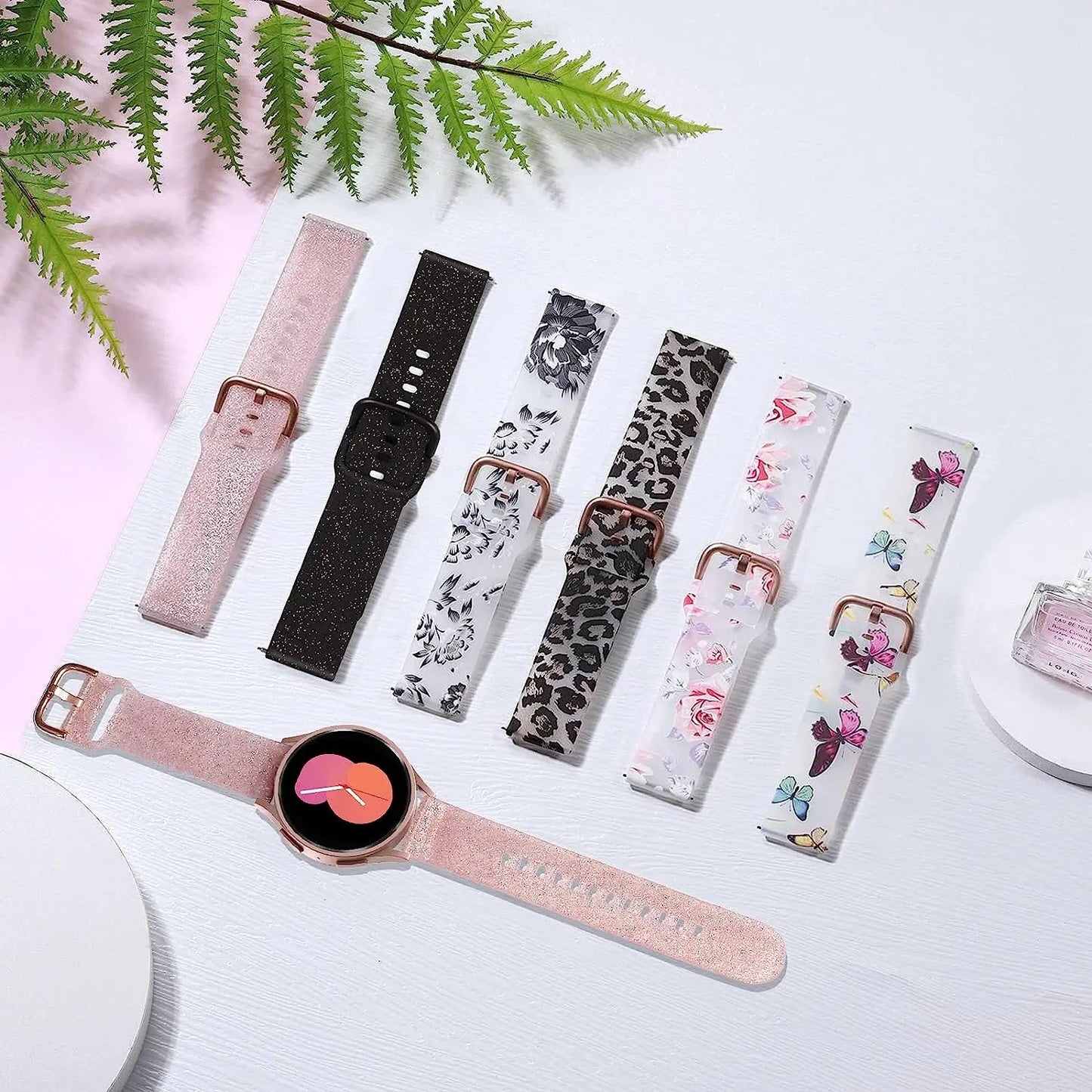 20mm Floral Transparent Soft Silicone Band for Samsung Galaxy Watch (6/5/4 &amp; Classic)