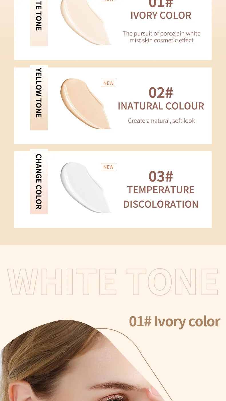 Color Changing Liquid Foundation Concealer Face Base Primer Cosmetics Long-Lasting,Moisturizing BB Cream Base Make-up for women