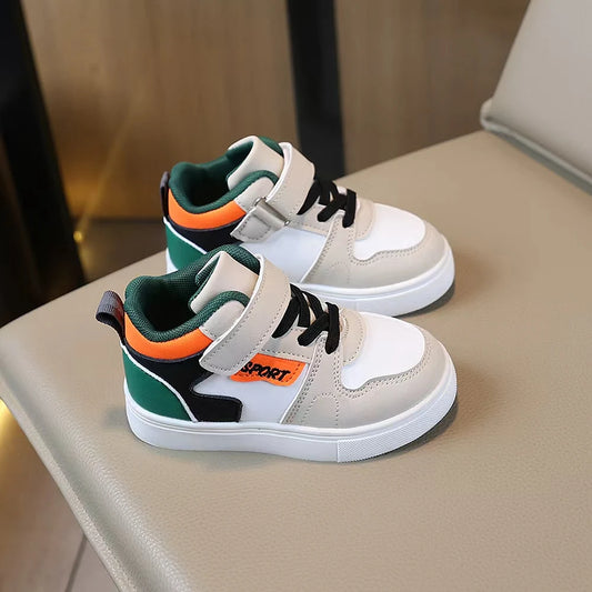 COMFY KIDS Kids 3-8 Years Gray Multi-Color Mid Top Sneakers for Active Toddler Youth Easy On Off Hook & Loop Lace-Up Pull Tab Lightweight Sole Casual Sports School Shoes