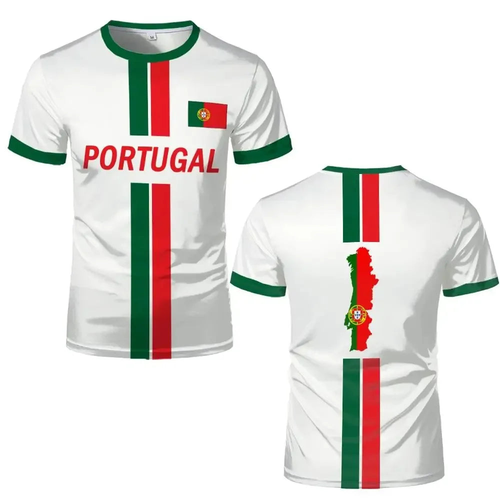 2026 Summer Portugal Flag Print Soccer Jersey 3D Print Breathable Quick Dry Family Style for Kids Adults Outdoor Training Sports