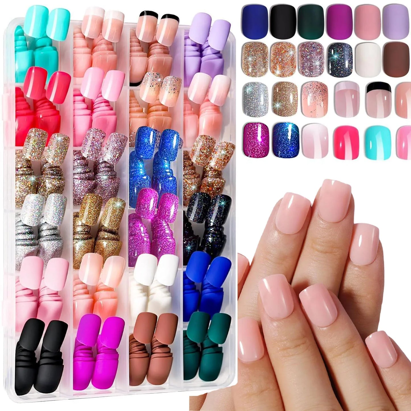 576pcs/box Frosted Colorful Long Coffin Fake Nails Acrylic Square Full Cover False Nails for Women DIY Press On Nails Extension